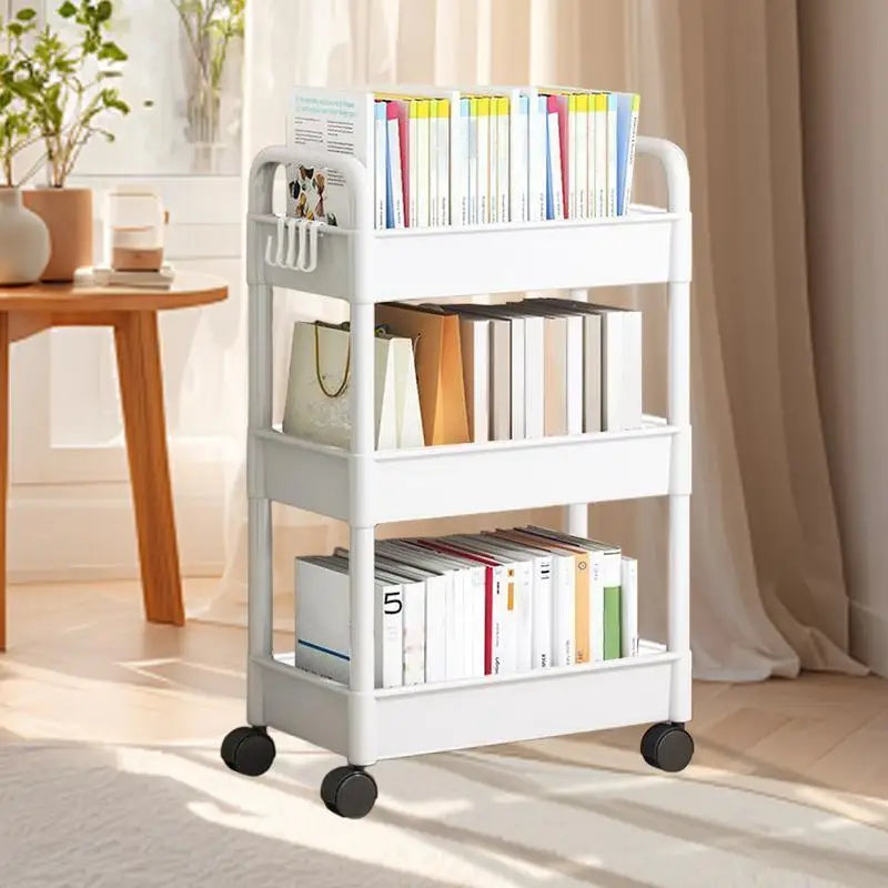 3 Tier Mobile Storage Rack Trolley Organizer with Wheels Plastic Kitchen Organizers Household Cart Mobile Trolley Bookshelf