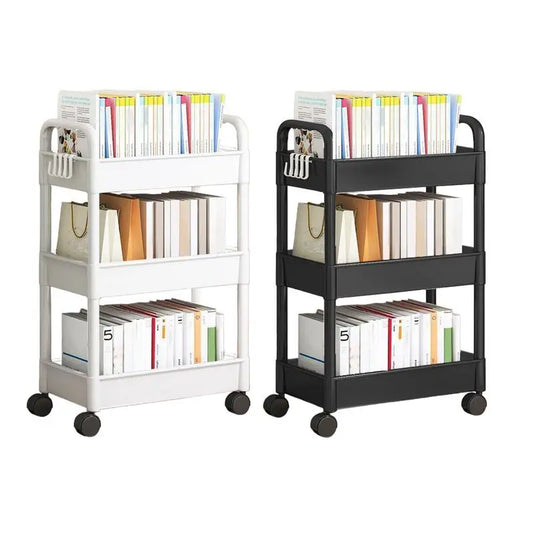 3 Tier Mobile Storage Rack Trolley Organizer with Wheels Plastic Kitchen Organizers Household Cart Mobile Trolley Bookshelf