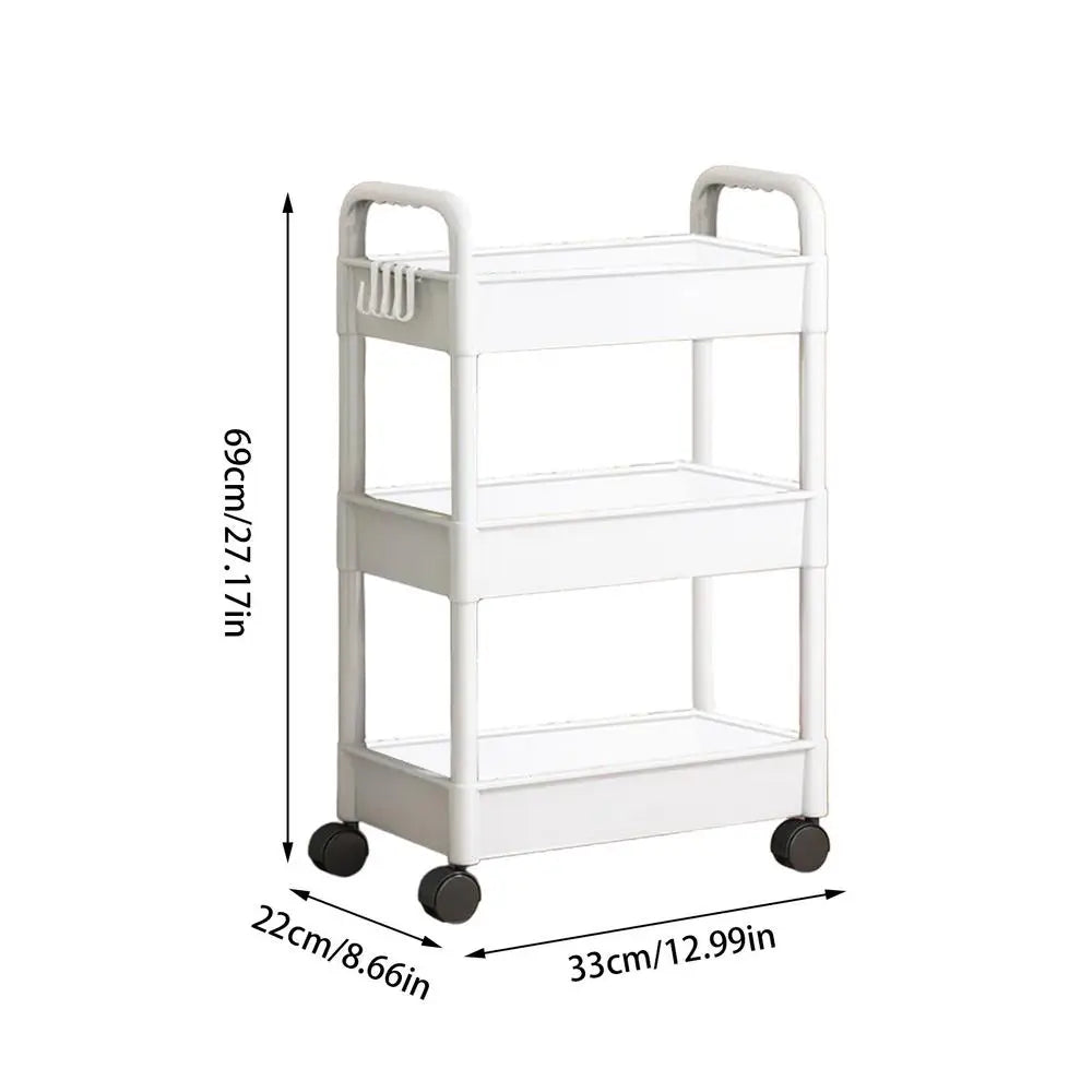 3 Tier Mobile Storage Rack Trolley Organizer with Wheels Plastic Kitchen Organizers Household Cart Mobile Trolley Bookshelf