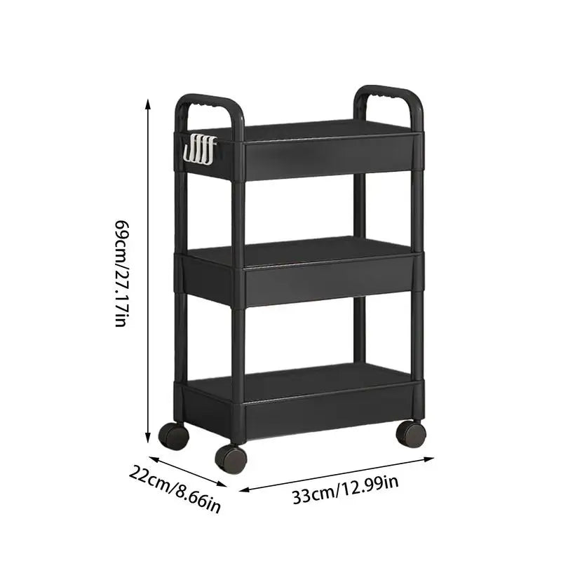 3 Tier Mobile Storage Rack Trolley Organizer with Wheels Plastic Kitchen Organizers Household Cart Mobile Trolley Bookshelf