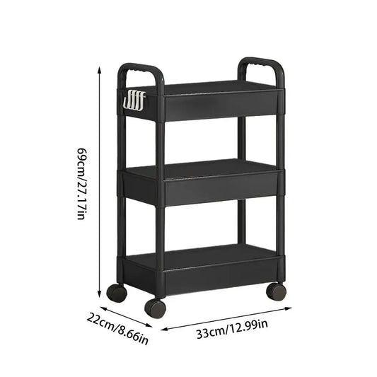 3 Tier Mobile Storage Rack Trolley Organizer with Wheels Plastic Kitchen Organizers Household Cart Mobile Trolley Bookshelf